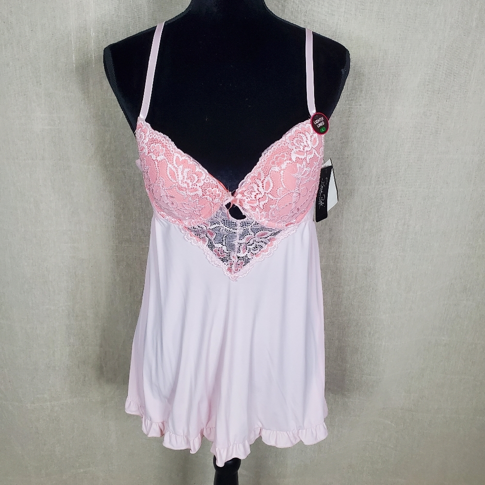 ♡ NWT Rene Rofe Babydoll Chemise with Built In Bra Size Large